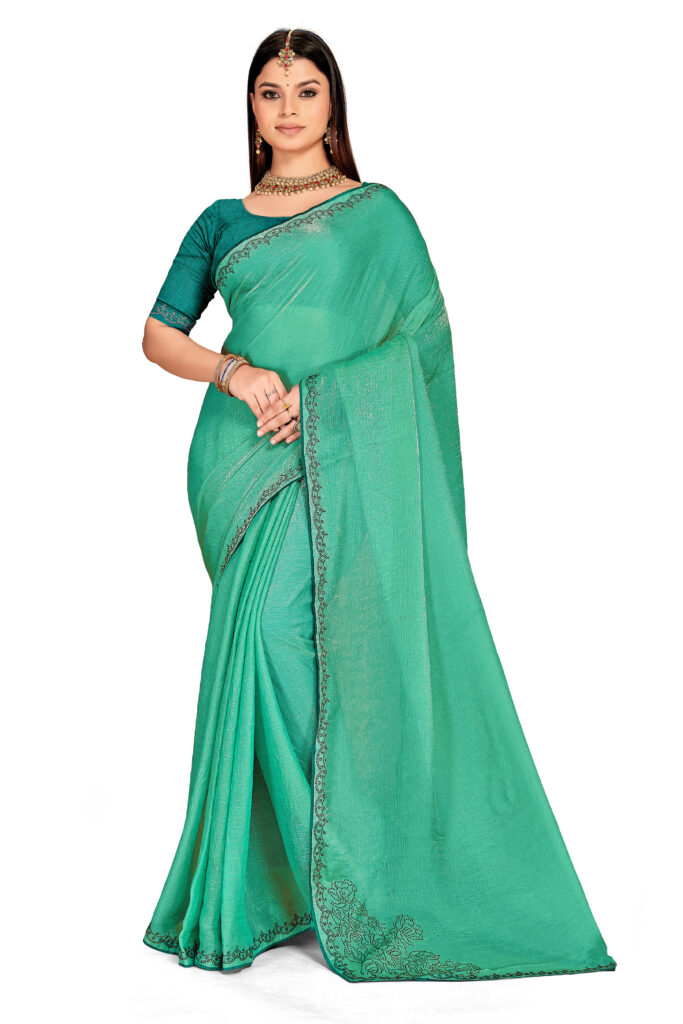 Green Firoji Colors Fendy Fabric Saree with Green Blouse
